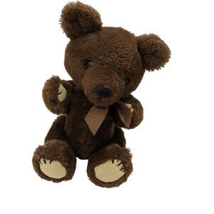 vintage Dakin Brown Bear Plush Stuffed Animal Posable 11" Bow‎ Tie